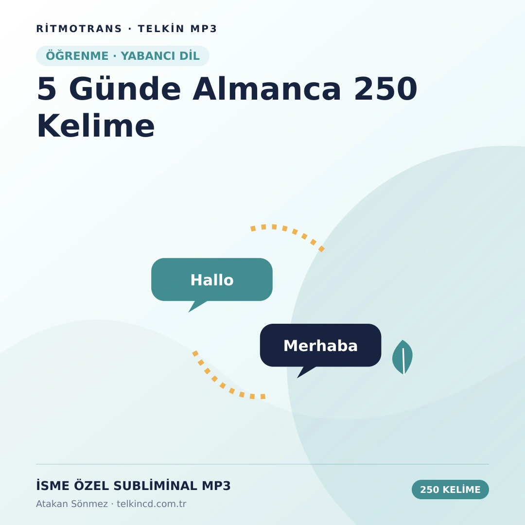 5 Günde Almanca 250 Kelime Subliminal ve Whatsapp Destekli Eğitim
